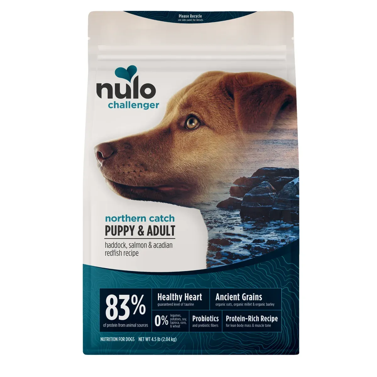Nulo Challenger Organic Ancient Grains Haddock, Salmon & Acadian Redfish Recipe for Dogs