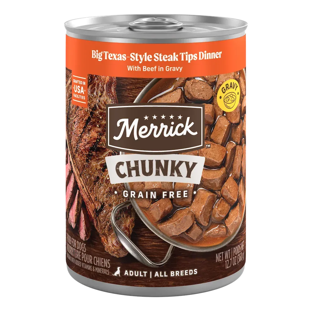 Merrick Chunky Grain Free Big Texas Steak Tips Dinner in Gravy