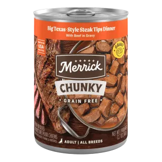 Merrick Chunky Grain Free Big Texas Steak Tips Dinner in Gravy