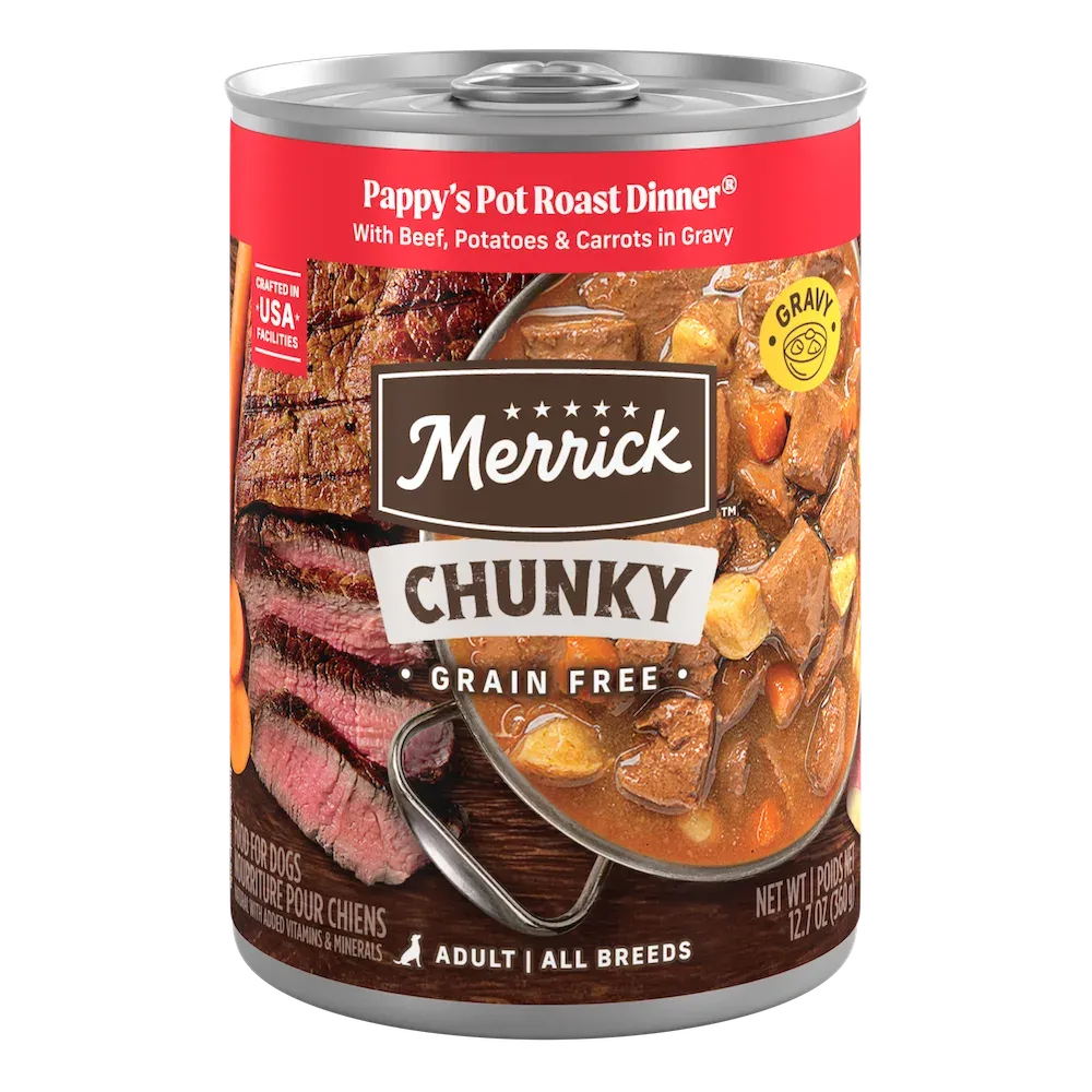 Merrick Chunky Grain Free Pappy's Pot Roast Dinner in Gravy
