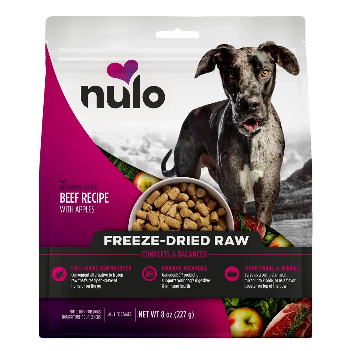 Nulo Freeze-Dried Raw Beef Recipe with Apples for Dogs
