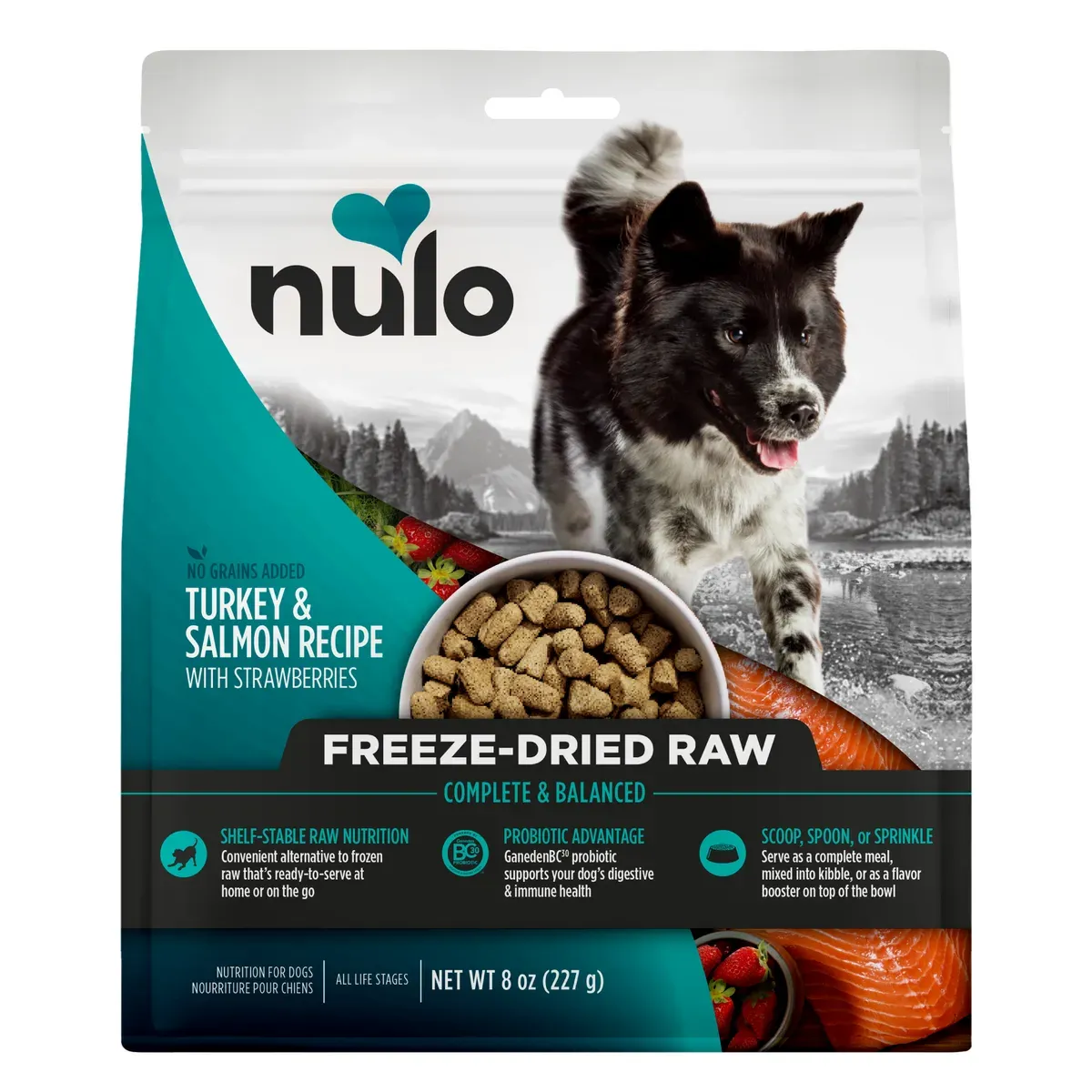 Nulo Freeze-Dried Raw Turkey & Salmon Recipe with Strawberries for Dogs