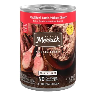 Merrick Grain Free Real Beef, Lamb + Bison Dinner