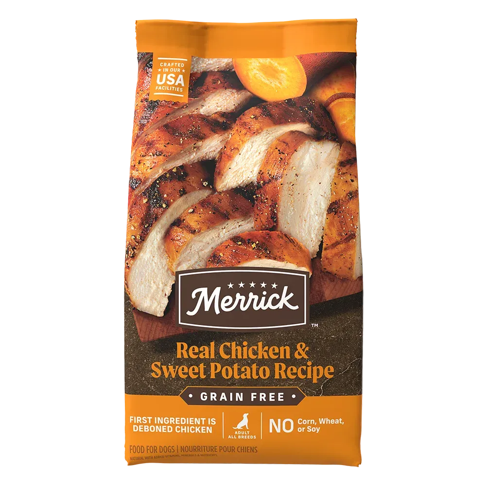 Merrick Premium Grain Free Dry Adult Dog Food, Wholesome And Natural Kibble With Real Chicken And Sweet Potato