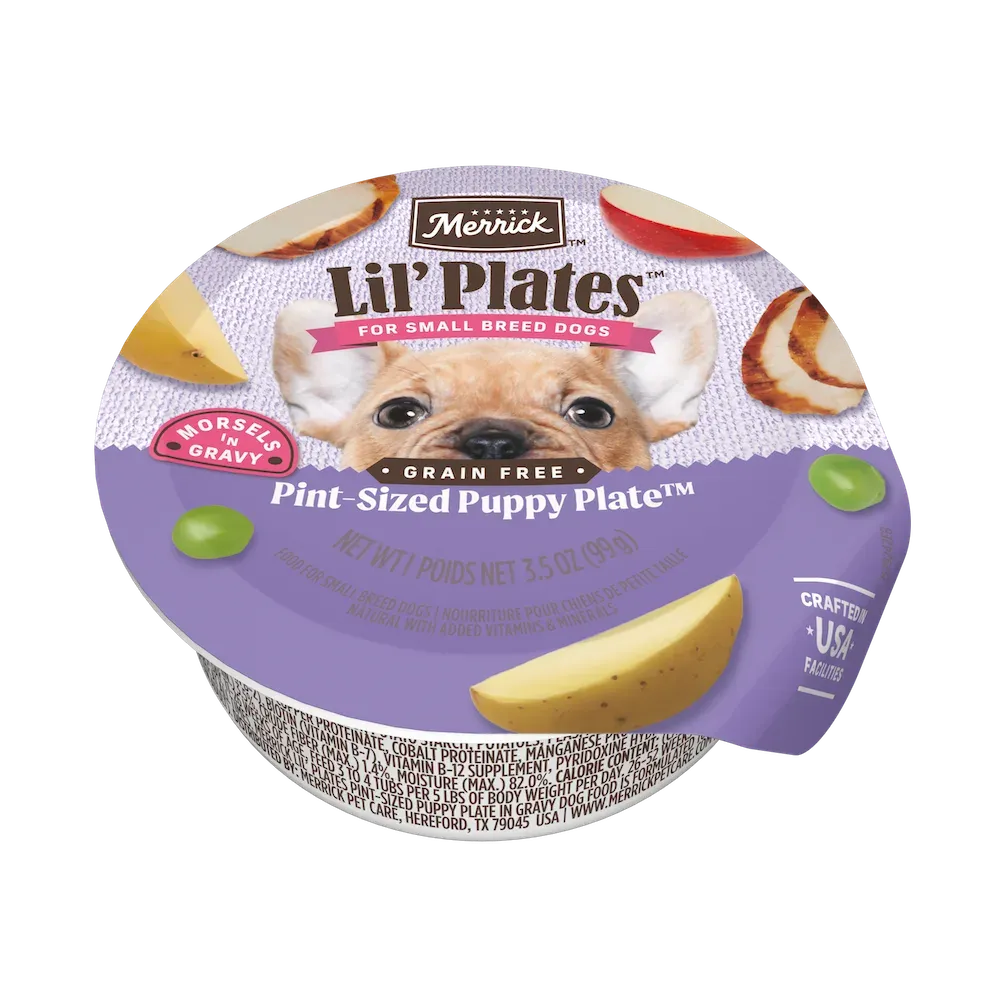 Merrick Lil’ Plates Grain Free Pint Sized Puppy Plate Recipe in Gravy