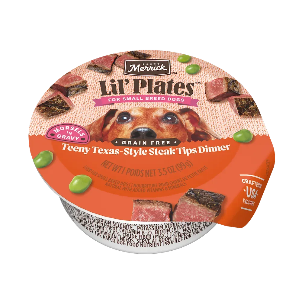 Merrick Lil' Plates Teeny Texas Steak Tips Dinner in Gravy