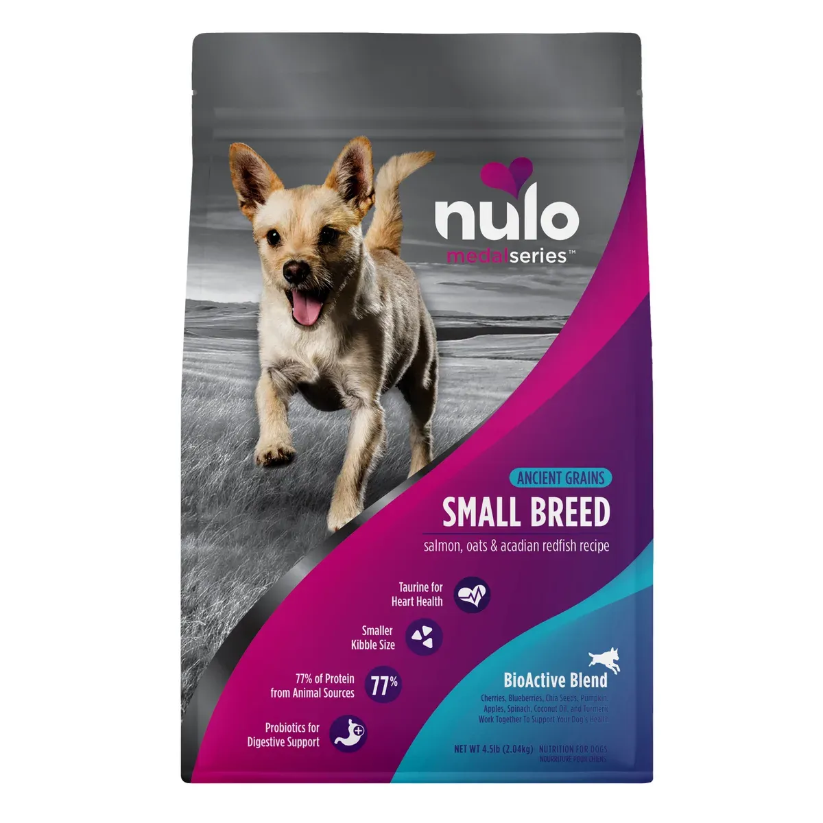 Nulo MedalSeries Small Breed Ancient Grains Salmon, Oats & Acadian Redfish Recipe for Dogs