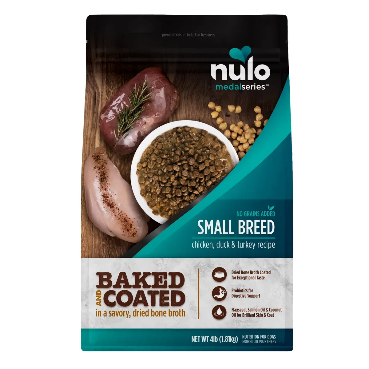 Nulo MedalSeries Small Breed Baked & Coated Chicken, Duck & Turkey Recipe for Dogs
