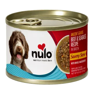 Nulo Savory Stews Ancient Grains Beef & Seabass Recipe for Dogs