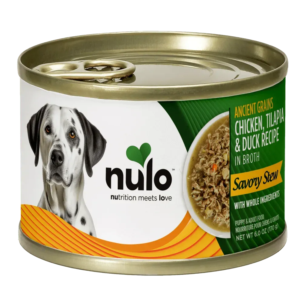 Nulo Savory Stews Ancient Grains Chicken, Tilapia & Duck Recipe for Dogs